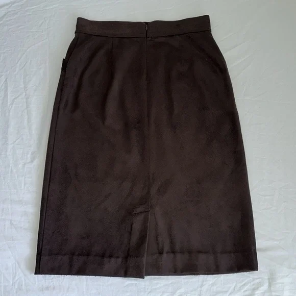 J.MCLAUGHLIN Rowena Skirt Brown, Pencil Midi In Mocha With Faux Suede Design - Picture 8 of 9